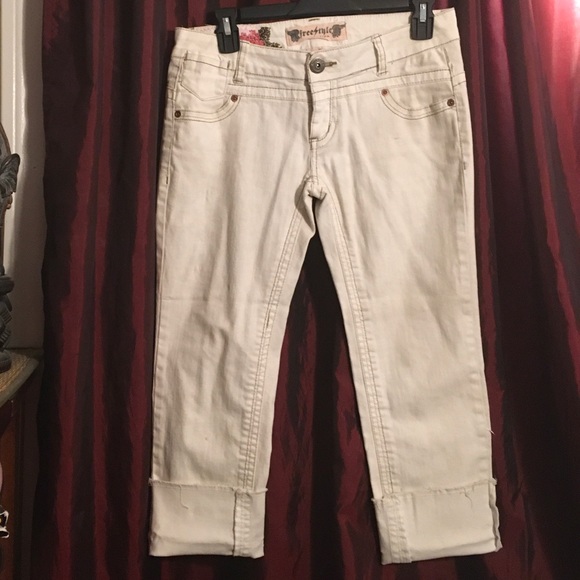 Off-white cropped jeans Freestyle Size 7 low rise - Picture 1 of 8